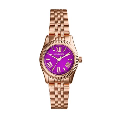 michael kors rose gold band purple face watch